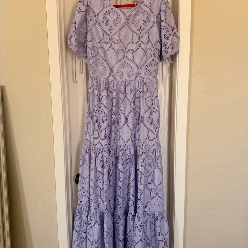 Layered With Love Lavender Lace Maxi  Dress XL Open Back